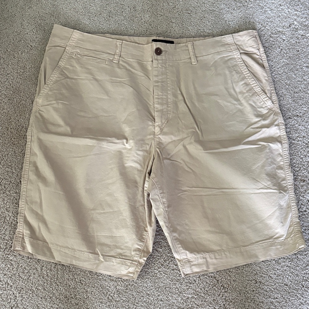 American Eagle Outfitters Men's Cream Flat Front Shorts